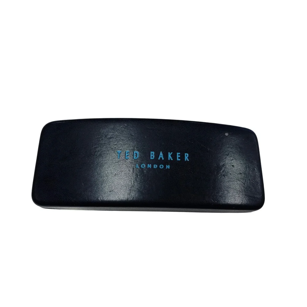 Ted Baker Eyeglass Case OS Black Teal Hard‎ Shell Clamshell Logo Designer Travel